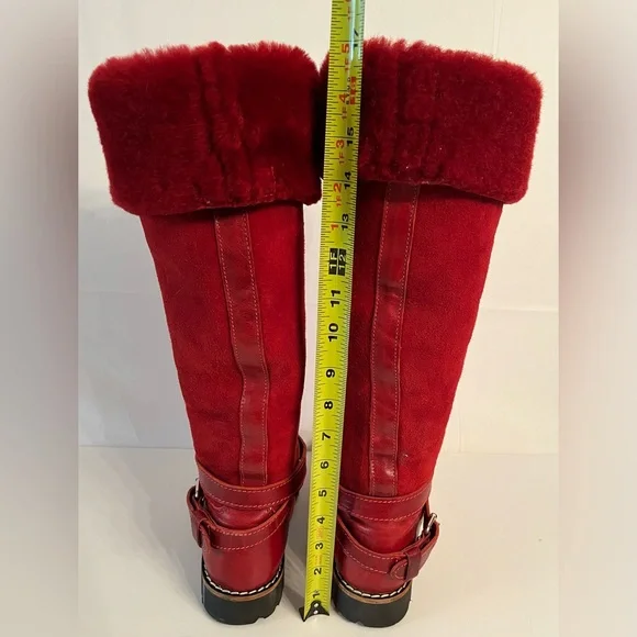 Vintage Roots Red Shearling Moto Boots | Made in Canada - Picture 4 of 14